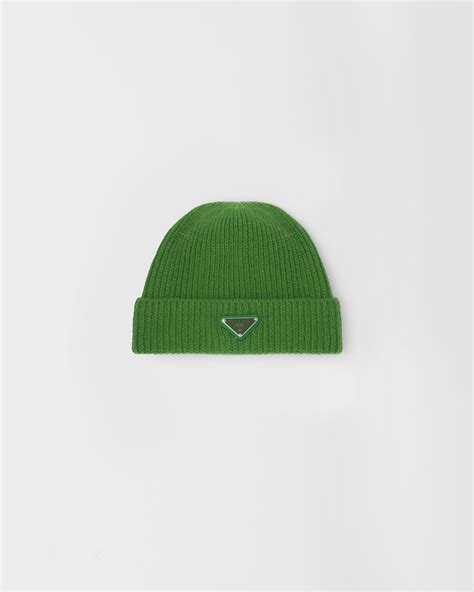 prada logo patch beanie|Wool and cashmere beanie .